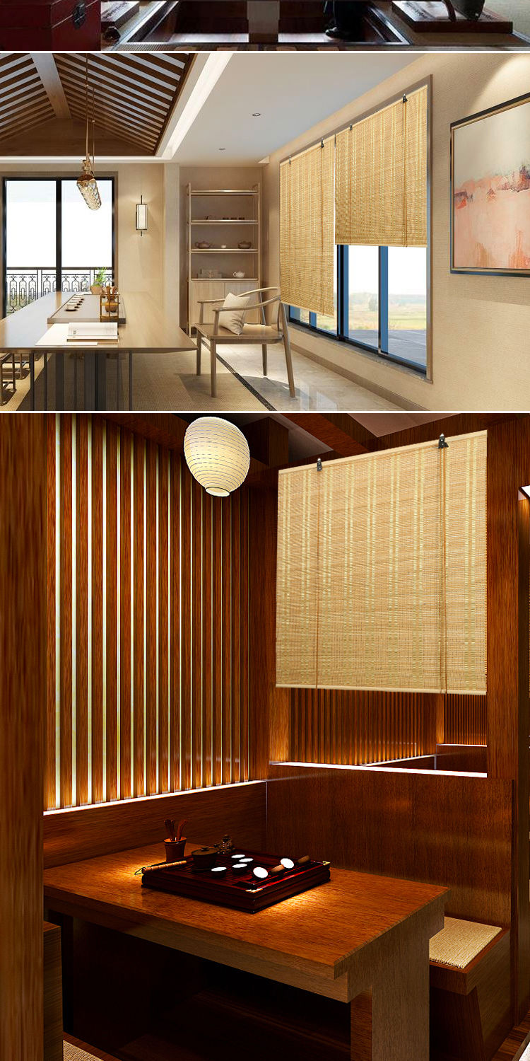 竹帘隔断竹帘卷帘遮阳隔断阳台茶楼餐厅商场门帘客厅阳光房挂钩升降可