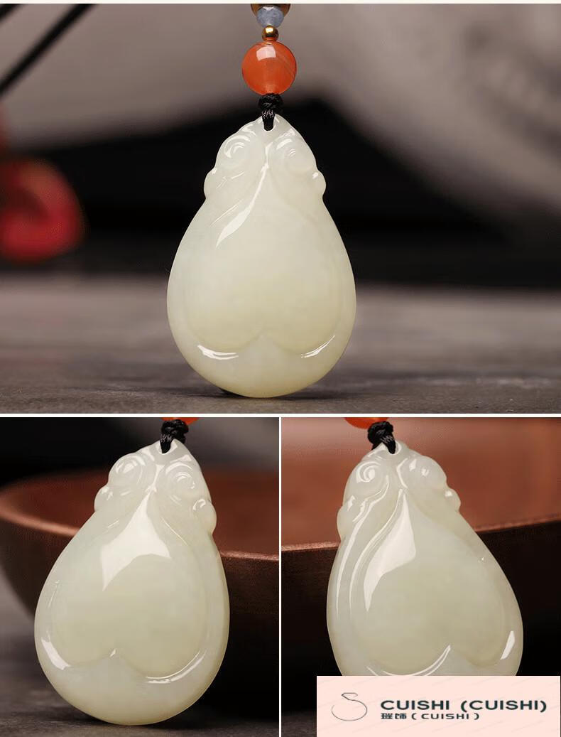 璀饰cuishi新疆和田玉水滴形吊坠男女本命年转运挂件挂坠玉项链随身