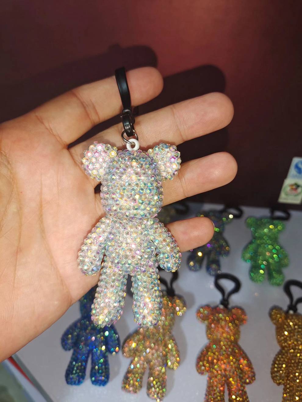 积木熊挂件7厘米粘钻小熊挂件diy手工贴钻熊公仔大熊包挂钥匙扣积木熊