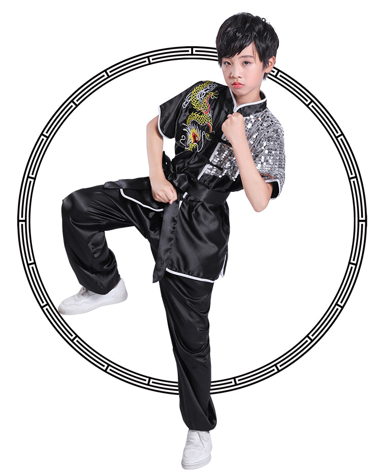 武极堂六一儿童武术表演服夏刺绣龙长拳体考服装男女童套路比赛彩演出