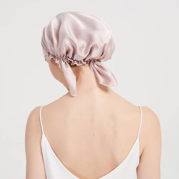 法国轻奢丝绸三角式素绉缎印花桑蚕丝月子产妇护发薄帽子舒适真丝睡帽