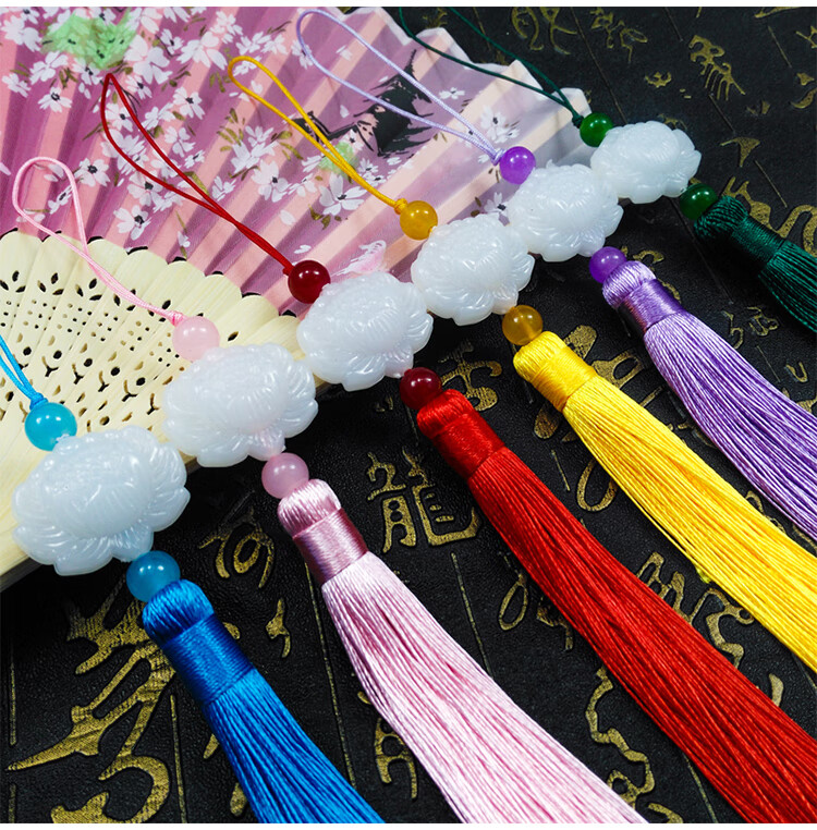 福铂睿fbri白玉莲花流苏穗子汉服流苏挂穗中国风挂坠流苏diy材料扇坠