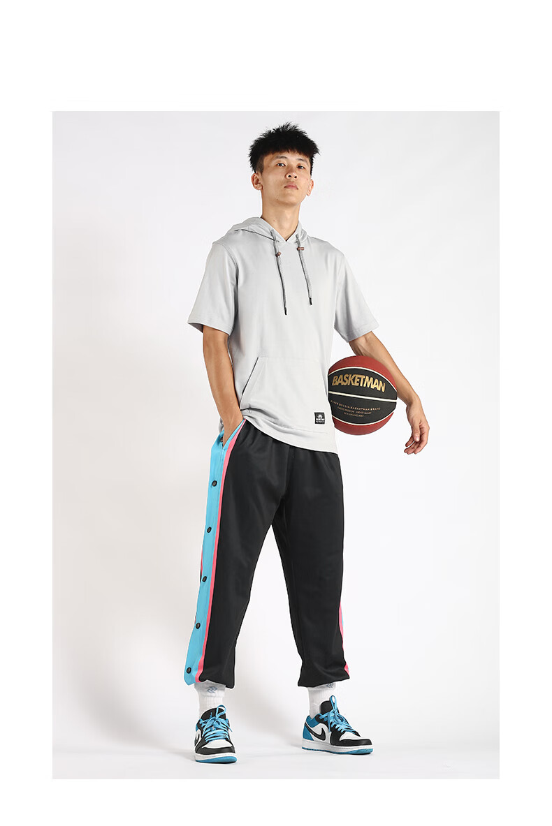 野球帝路人王准者同款式篮人排扣裤男运动长裤全开扣篮球训练卫裤宽松