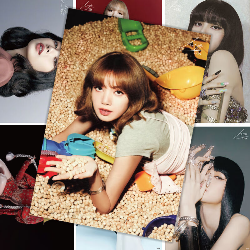 lisa海报blackpink周边墙纸高清宿舍超大签名墙贴lisa海报8张随机不