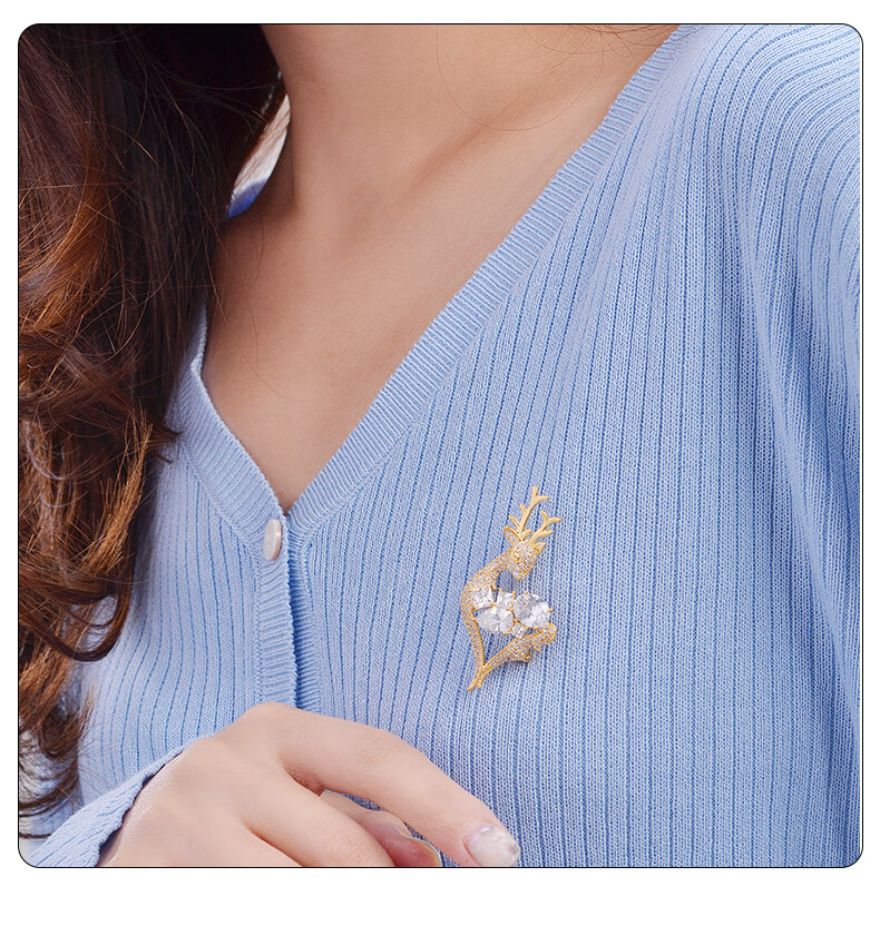 劳拉图(laolatu)轻奢品牌一鹿有你胸针女 欧美西装别针秋冬季胸针潮