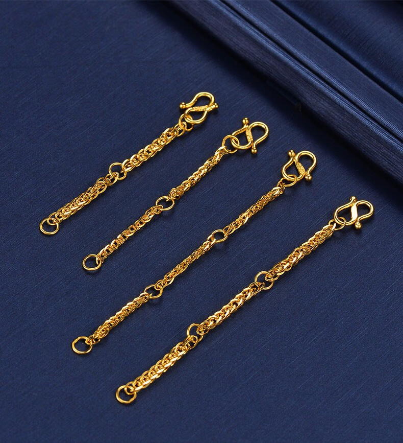 hafilo黄金延长链链尾999足金调节尾链肖邦项链手链加长扣尾链配件