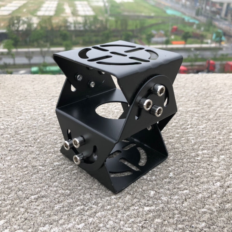 监控铁三维鸭嘴支架摄像机护罩立杆万向节立杆道闸安装架 黑色【图片