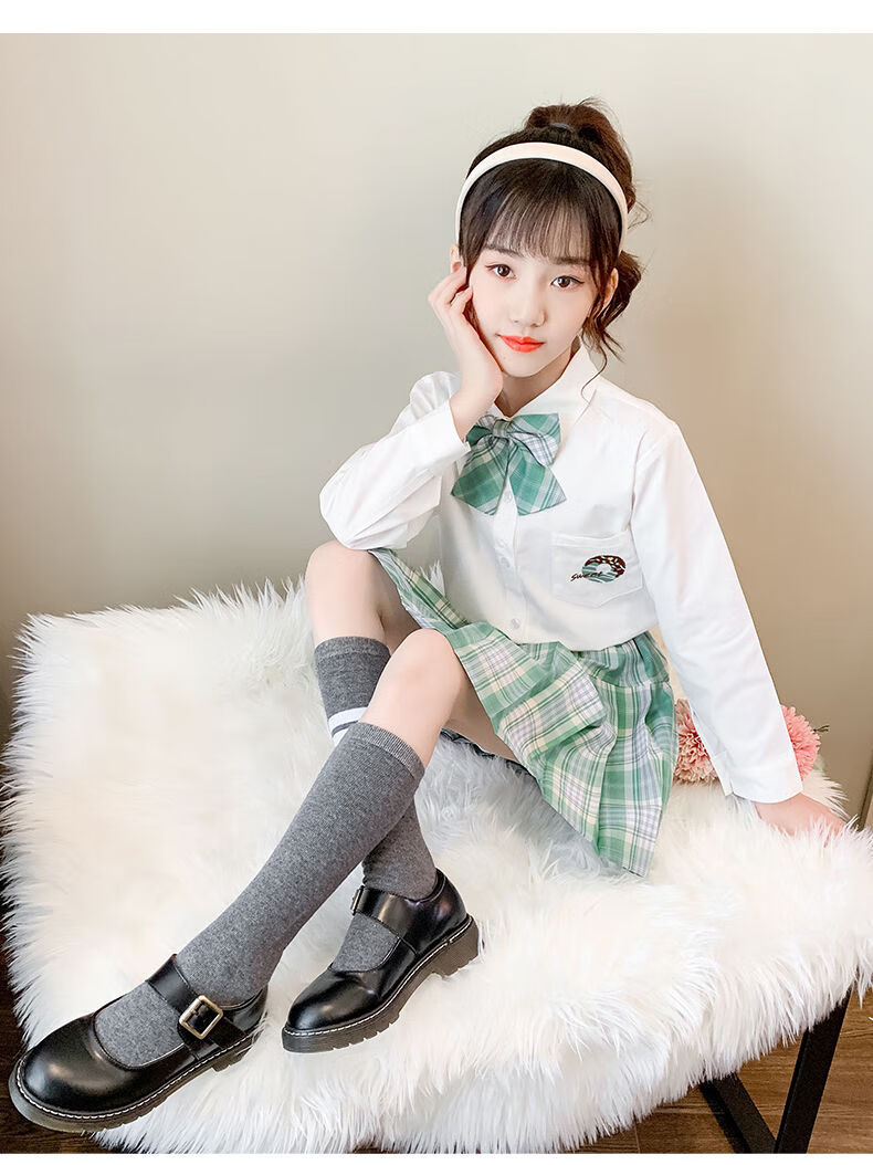 迪士尼儿童jk女童秋装两件套装2020新款学院风中大童洋气网红百褶裙