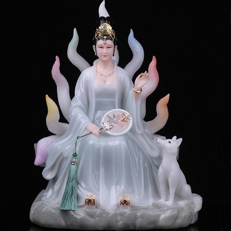 【精选好物】2022新 款16寸19寸26寸汉白玉九尾狐仙娘娘神像佛像家用