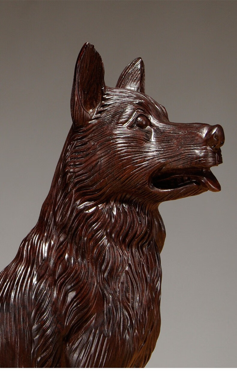善逸木雕狗摆件实木质动物雕刻十二生肖狗董事长总经理办公室客厅家居