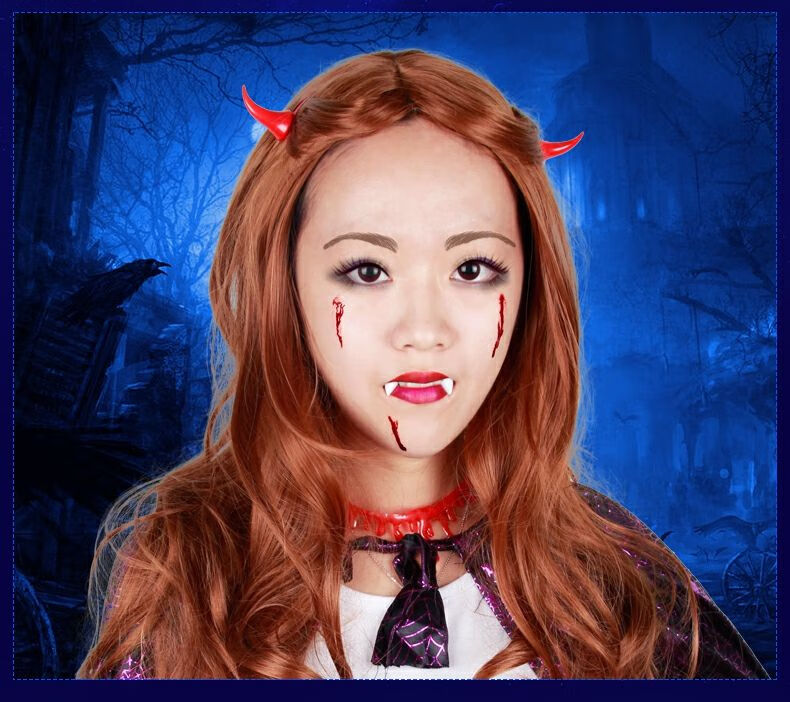 假血虎牙假牙可爱精灵耳朵自然恐怖北极象15树脂假牙牙胶5ml假血精