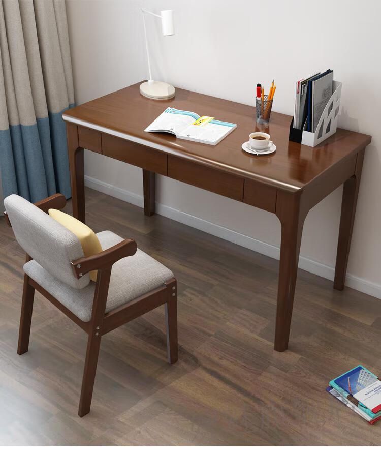 愧魅书桌实木成人全木书桌简约学生卧室北欧台式电脑桌原木书桌家用