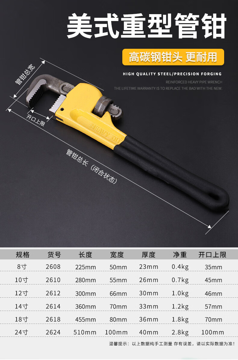 管钳子快速两用水暖管子钳水管家用喉钳管丝小多功能工具扳手重型管钳