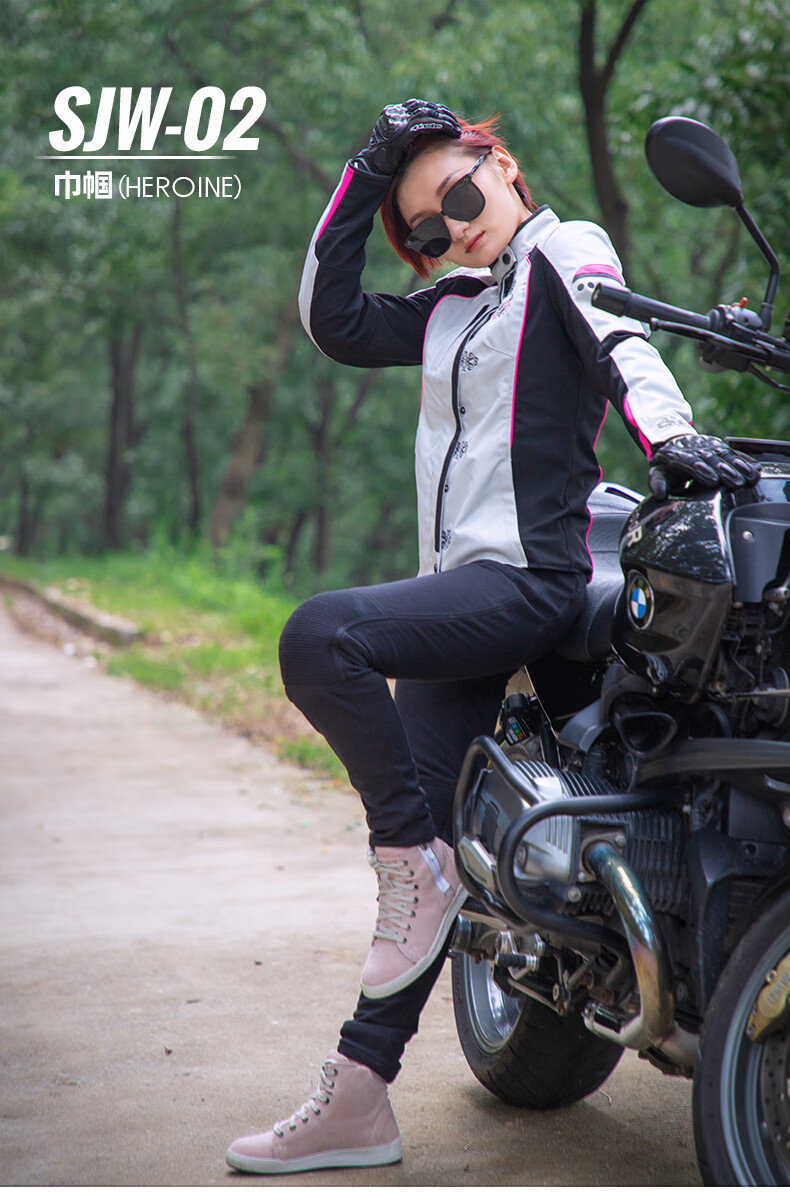 motoboy骑行服女摩托车赛车机车服女款冬季修身骑士服女四季防水 灰