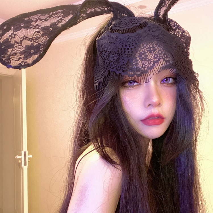 面具情i趣成人蕾丝面具半脸直播头套兔女郎眼罩道具面纱抖音兔子面罩