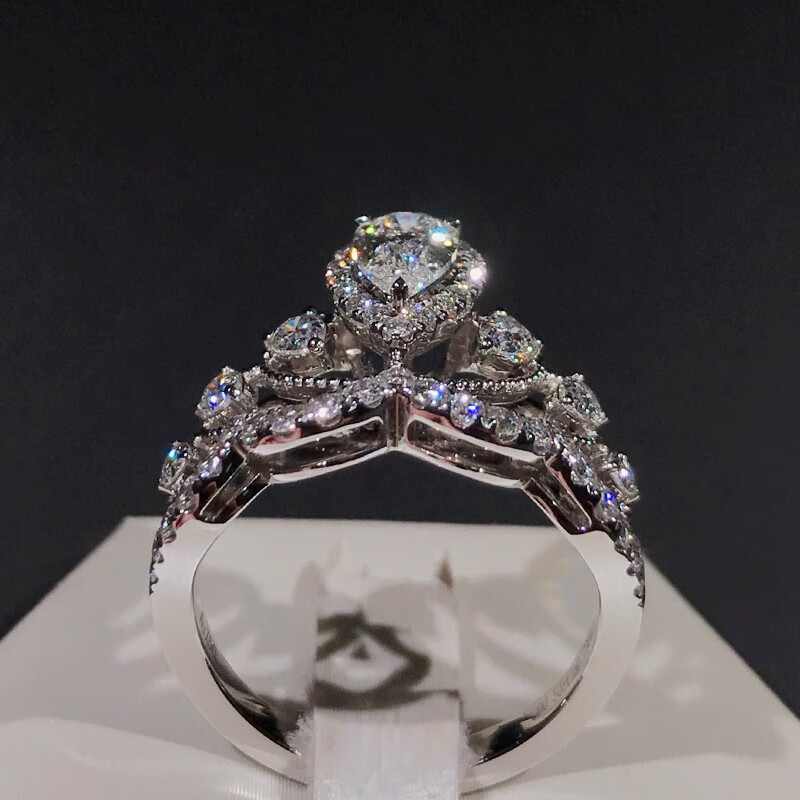 5克拉gra天然e色水滴钻石戒指18k金皇冠古典指环女 黄色水滴 18k金-1