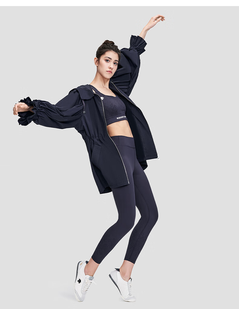 descente迪桑特xzucca联名女子梭织运动外套春款夹克d2132xjk10藏青色