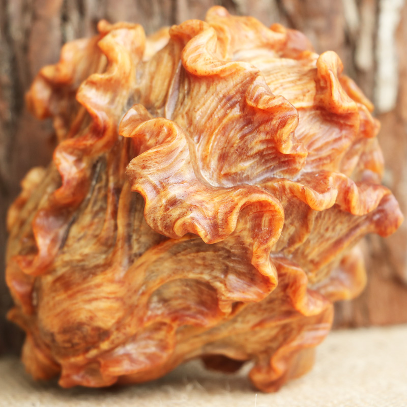 妙聚福 琥珀木北沉香雕刻白菜 原生态手工雕刻松香浓郁松明子 雕刻