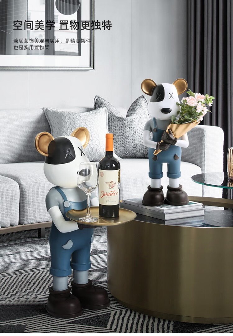 摆件工艺品轻奢大件暴力熊工艺品大件网红轻奢家居装饰客厅落地电视柜