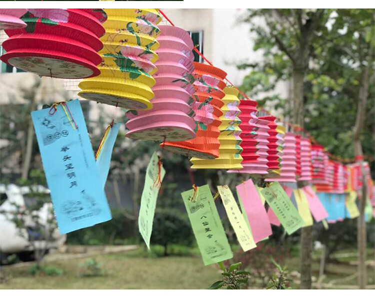 幼儿园场景布置挂饰灯谜灯笼猜谜语字谜纸条卡片定制道具简单谜语100
