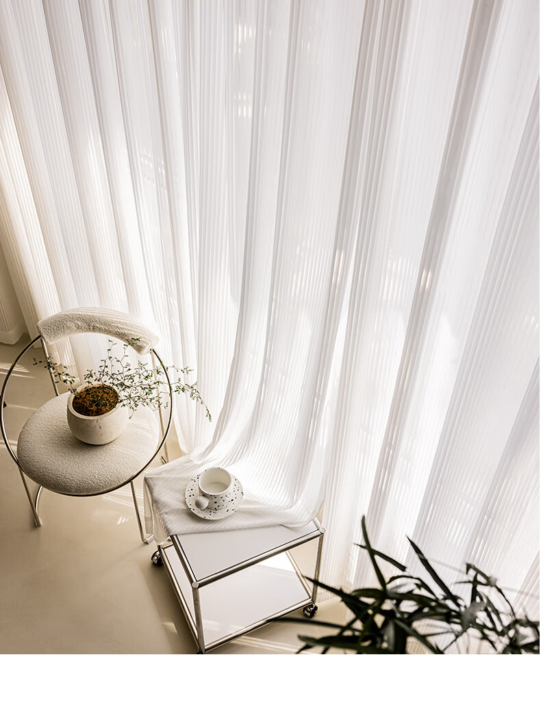 dzq竖百叶纱帘白色窗帘ins风卧室飘窗阳台白纱窗纱透光不透人梦幻帘