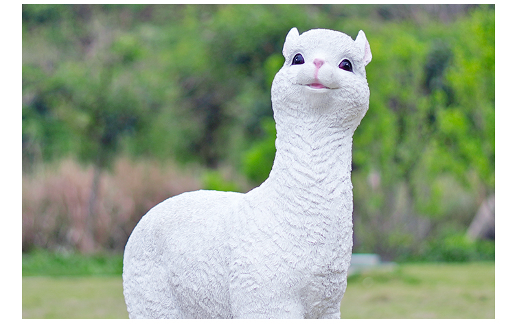 户外羊驼摆件仿真动物雕塑公园林景观户外景区草坪装饰模型白色组合⑥