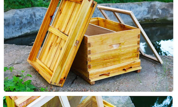 中蜂养蜂工具专用养蜜蜂蜂箱煮蜡杉木标准十框蜂巢批发蜂桶密蜂用具