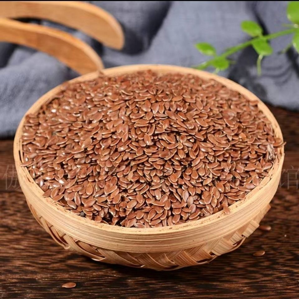棕色亚麻籽内蒙古正宗黄金胡麻籽褐色熟亚麻籽即食可榨油龙觇熟亚麻籽