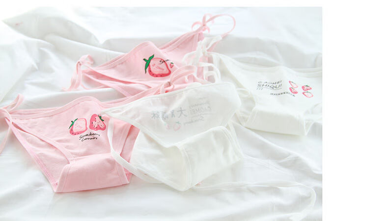 系带内裤女绑带二次元女生粉嫩日系胖次初音动漫三角裤萌大x萌妹四颗