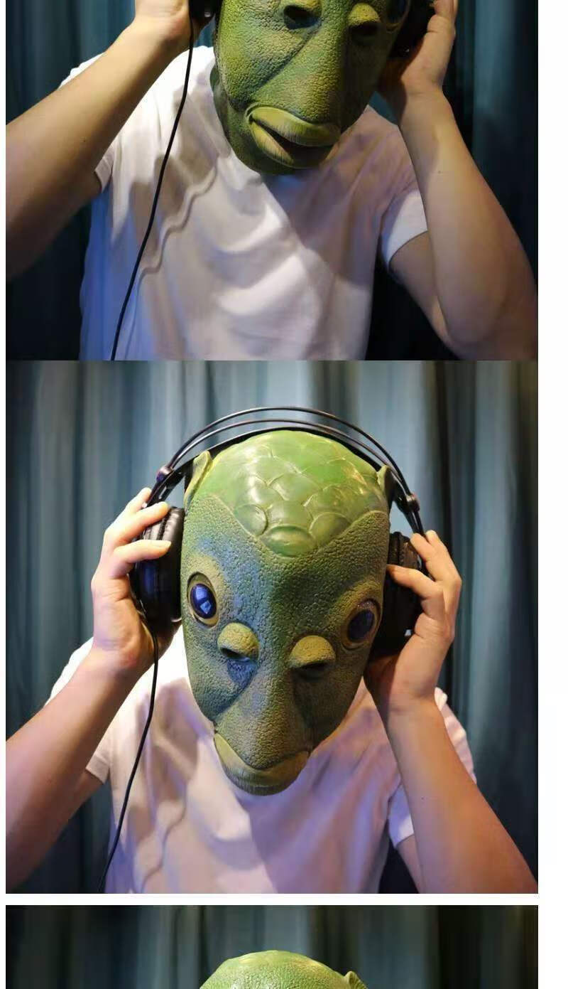 同林鸟 万圣节面具抖音网红同款儿童绿头鱼头套绿鱼人面具怪怪鱼搞笑