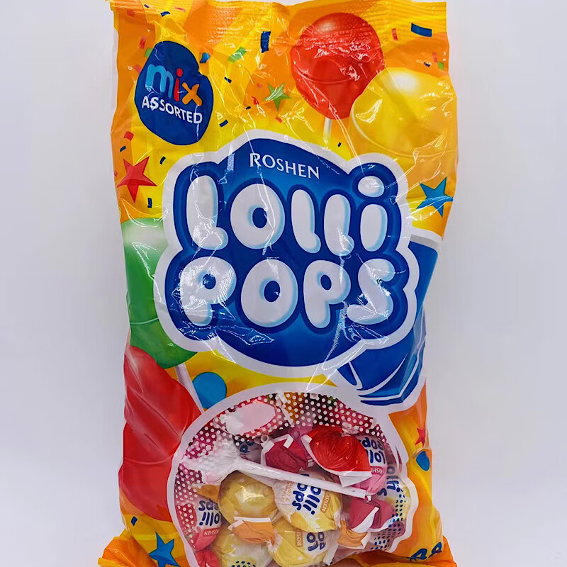 清明节 9折 俄罗斯原装进口水果奶昔棒棒糖如胜rushen多口味夹心袋装