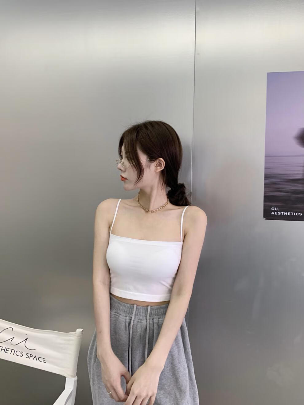 辣妹纯欲小吊带背心女带胸垫一体式夏季外穿抹胸短款抹胸打底上衣1803