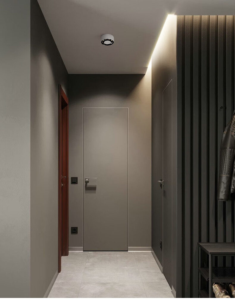 明装筒灯圆形led薄家用客厅无主灯吊顶卧室射灯走廊过道灯gc030全白