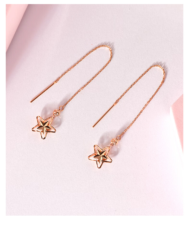 chormkewon轻奢品牌18耳线女玫瑰金耳坠耳环耳钉星星耳饰彩金女金星巢
