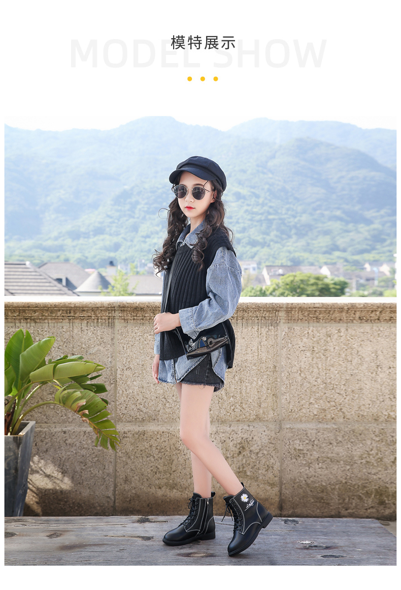 2020年秋冬季新款单靴儿童靴子加绒短靴中大童二棉冬鞋适合冬天穿的款