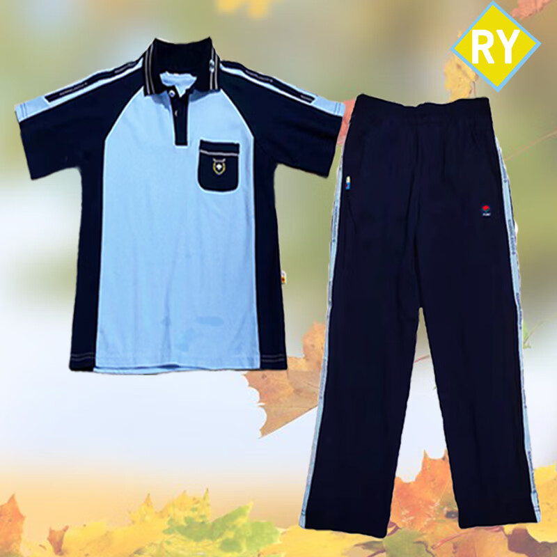 南宁市新希望校服小学生春秋款运动校服 中学生新希望蓝色夏短袖高棉