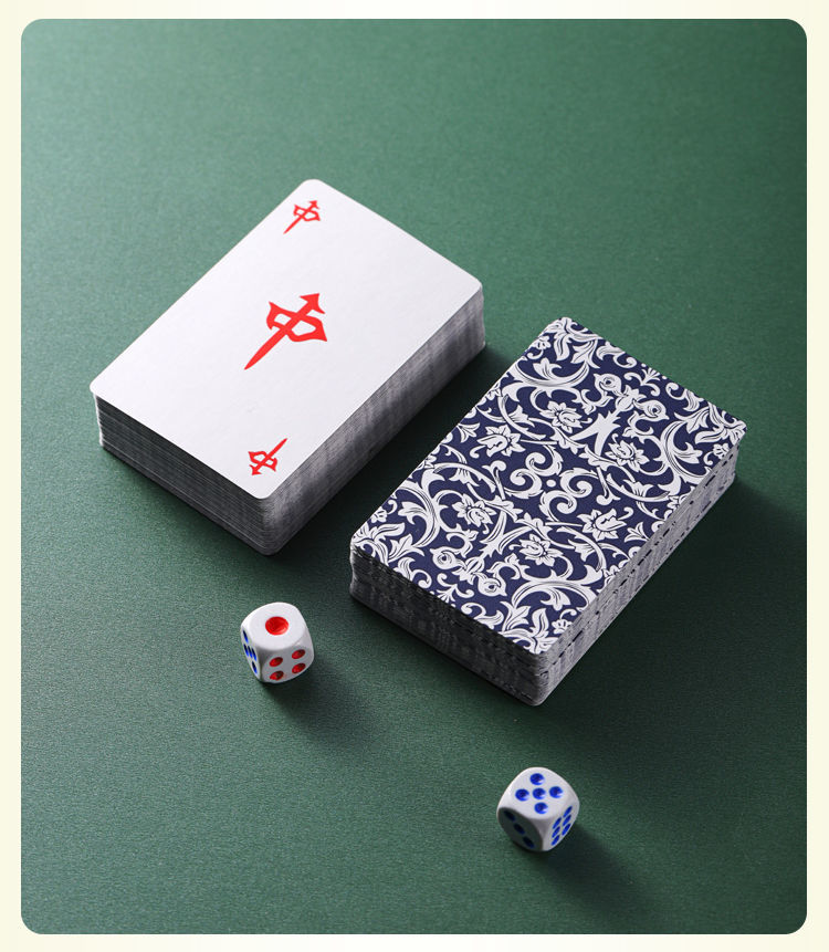 麻将纸牌旅行简装加厚麻将扑克迷你纸麻将牌便携无声纸麻将骰子窄版纸