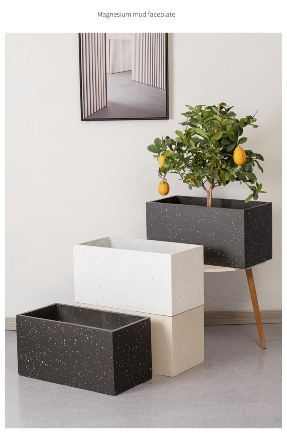 恒日晟长方形水泥花盆阳台户外种花岗岩绿植简约花槽镁泥花箱盆景盆