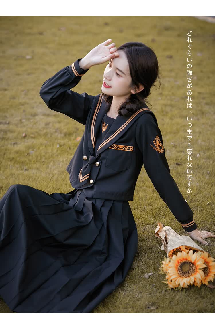 海军领上衣中长款百褶裙减龄学生团体班服森女日系部落学院风jk制服