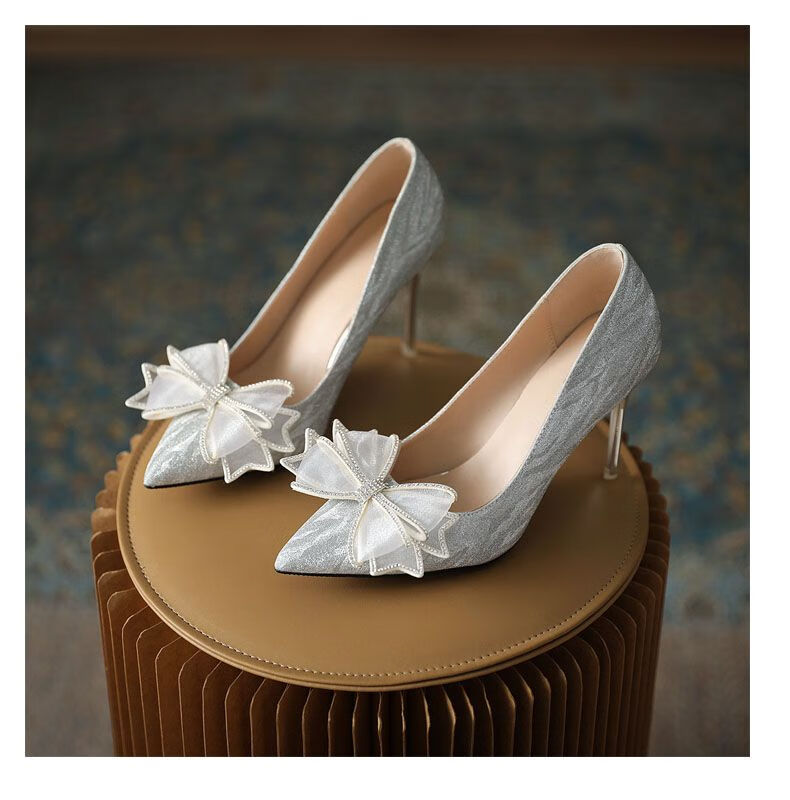 婚鞋秀禾水晶鞋婚鞋胖脚宽肥新娘鞋主婚纱鞋两穿水晶加肥大码高跟鞋41