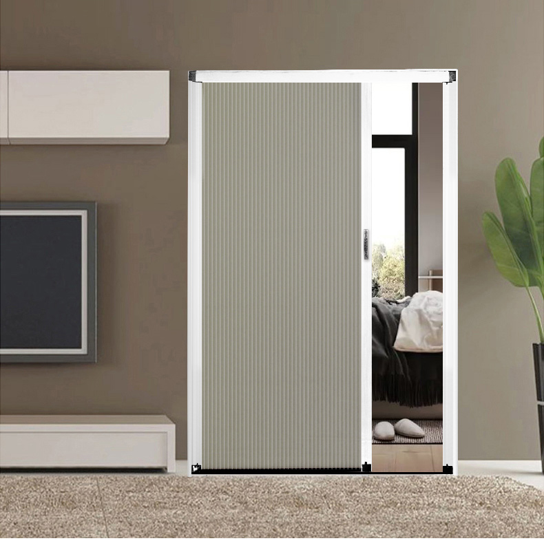 无轨蜂巢帘折叠卫生间推拉门免打孔厨房卧室衣柜隐形隔断移门挡风 金