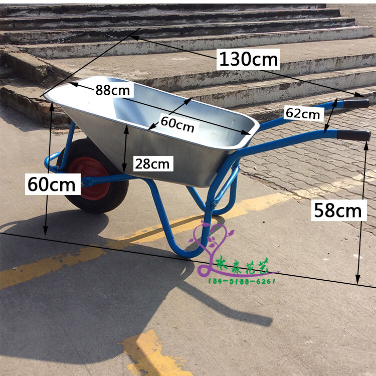 货车推沙泥土花园垃圾建筑肥料工地手推车工具黄色独轮车1辆打气轮胎
