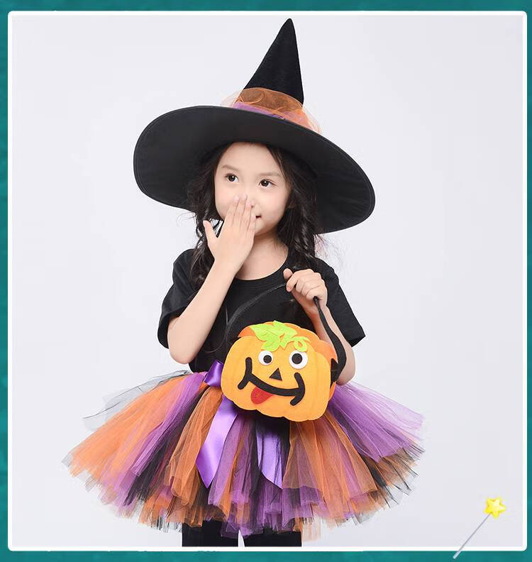 儿童万圣节亲子服装女童公主裙巫婆女巫cos装扮化妆舞会演出服 帽子