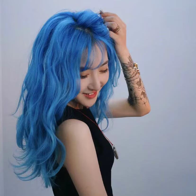 天空蓝染发剂2022流行色雾蓝黑色蓝灰色冰蓝色女染发膏自己在家染银河