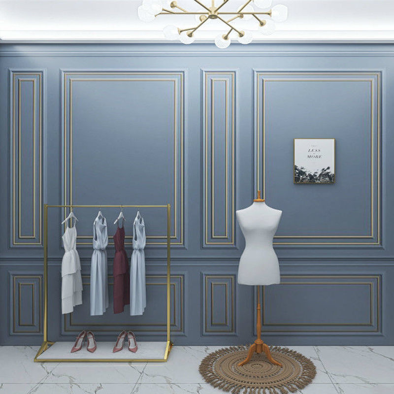 ins网红主播直播间背景墙纸抖音服装店装饰壁纸墙布3d石膏线轻奢六一