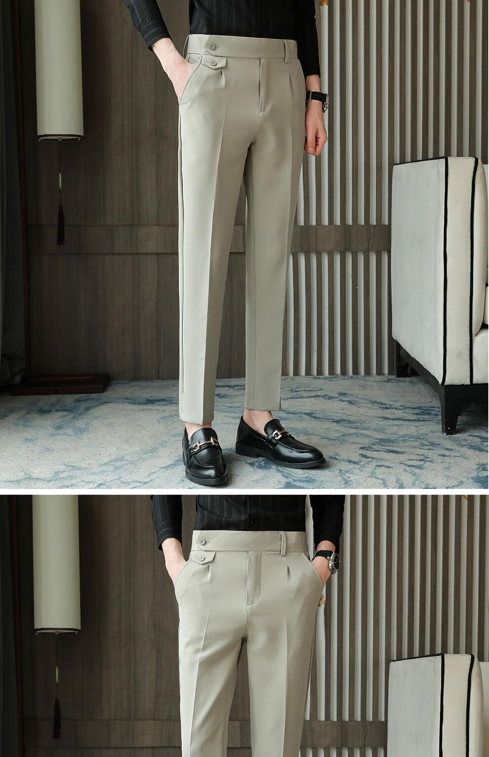 奥纳图薄修身正装西裤米白色28