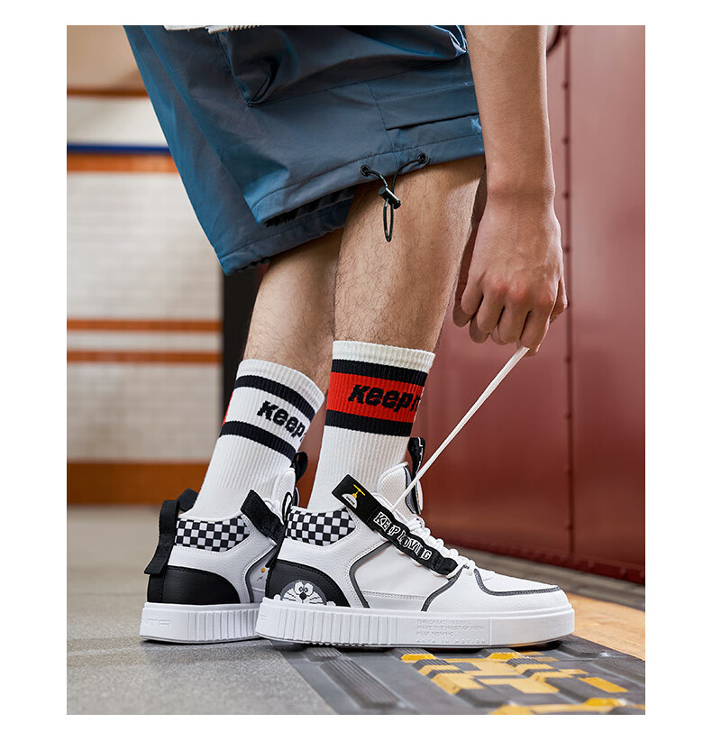 安踏哆啦a梦联名高帮板鞋男鞋女鞋官方旗舰2020秋季新品情侣鞋蓝胖子