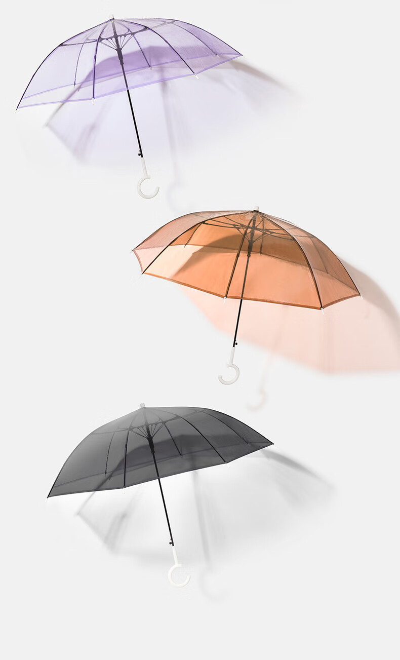 焦下官网透明长直柄大号雨伞女少女心焦下雨伞小清新画册橘