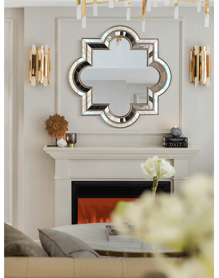 欧式壁镜欧式装饰镜子美式客厅背景墙壁挂镜创意玄关壁炉艺术镜软装餐