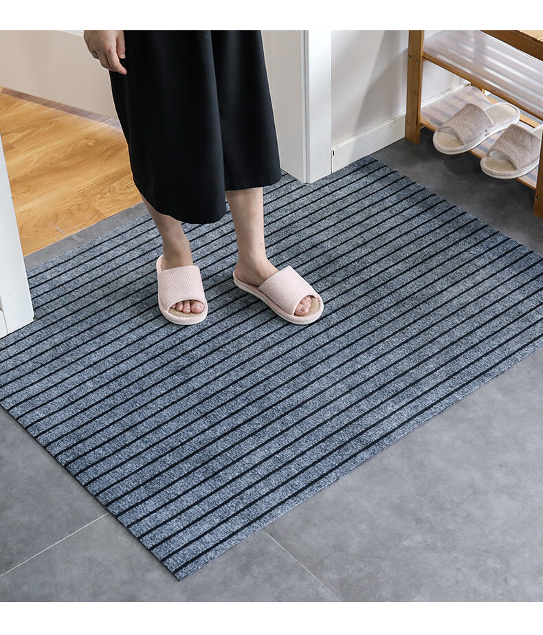 进门地垫门垫入户门j口家用脚垫防滑可剪卫生间卧室地毯定制灰色条纹
